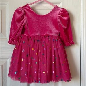 Ollie Jay Pink Velvet & Sequin Dot Tulle Dress